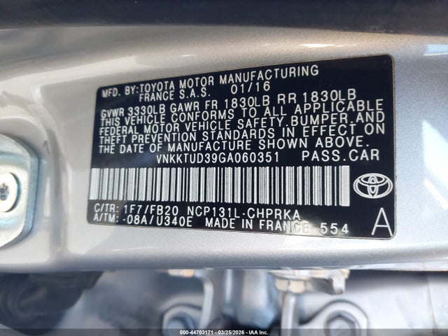 VNKKTUD39GA060351 Toyota YARIS LE