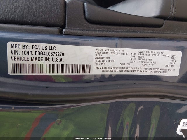 2020 JEEP GRAND CHEROKEE 1C4RJFBG4LC379279 Photo 8