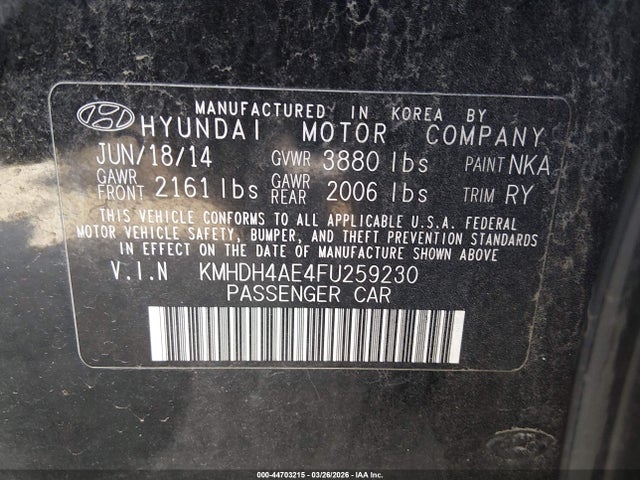 2015 HYUNDAI ELANTRA KMHDH4AE4FU259230 Photo 8