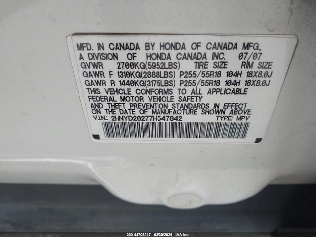 2007 ACURA MDX 2HNYD28277H547842 Photo 8