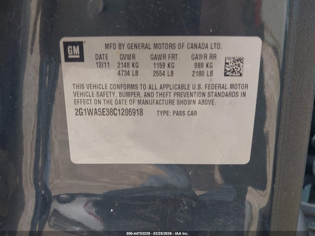2012 CHEVROLET IMPALA 2G1WA5E38C1206918 Photo 8