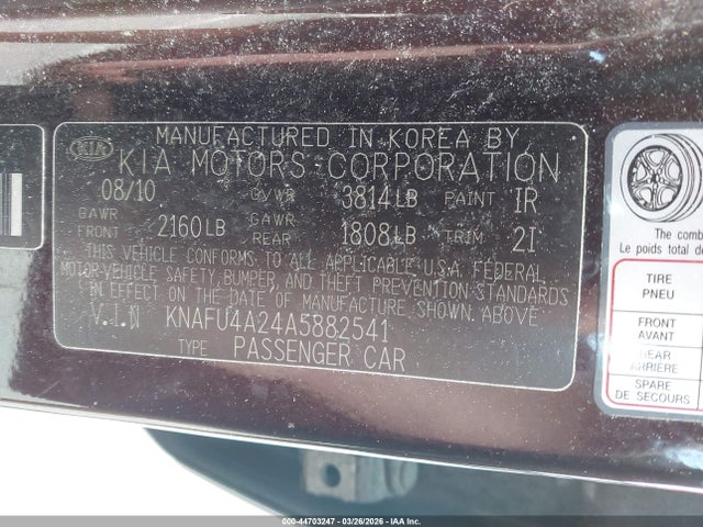 Продаж на аукціоні авто 2010 Kia Forte Ex, vin: KNAFU4A24A5882541, номер лоту: 44703247