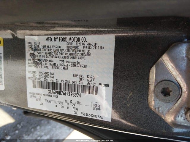3FA6P0H76FR193924 Ford FUSION SE
