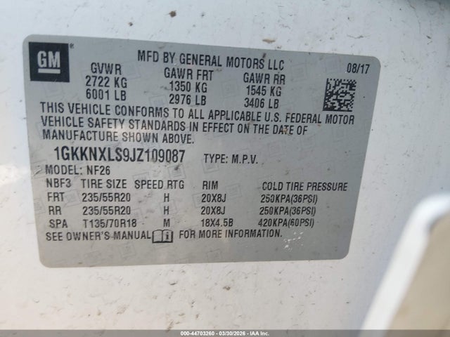 Продажа на аукционе авто 2018 Gmc Acadia Denali, vin: 1GKKNXLS9JZ109087, номер лота: 44703260