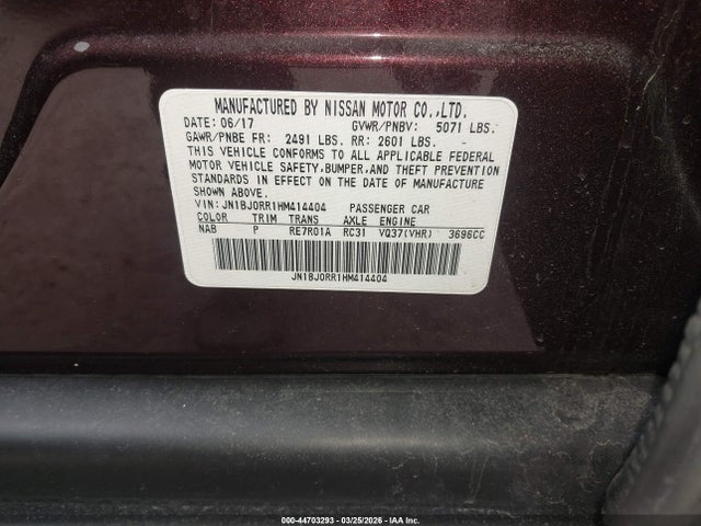 2017 Infiniti Qx50 მანქანა იყიდება აუქციონზე, vin: JN1BJ0RR1HM414404, აუქციონის ნომერი: 44703293