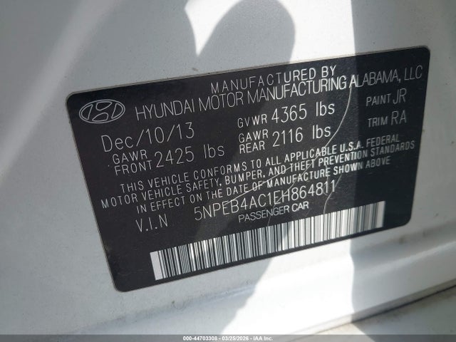 Hyundai SONATA GLS 2014 5NPEB4AC1EH864811 Image 9