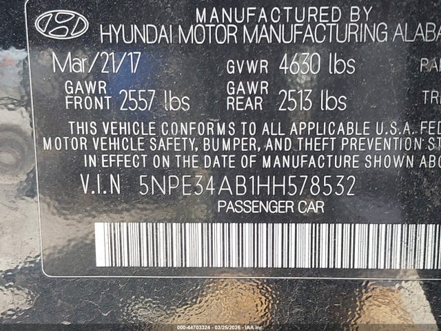 Продаж на аукціоні авто 2017 Hyundai Sonata Sport 2.0t, vin: 5NPE34AB1HH578532, номер лоту: 44703324