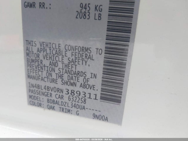 1N4BL4BV0RN389311 Nissan Altima S Fwd