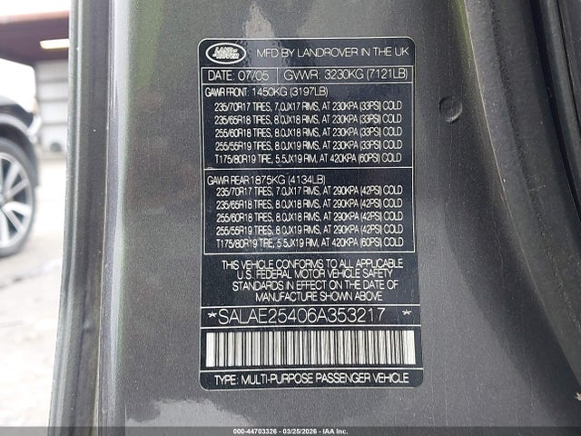 2006 LAND ROVER LR3 SALAE25406A353217 Photo 8