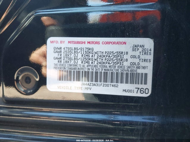 2015 MITSUBISHI OUTLANDER JA4AZ3A31FZ007462 Photo 8
