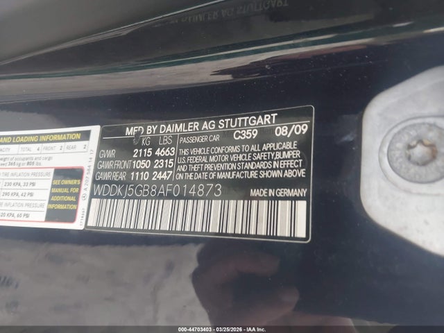 2010 Mercedes-benz E 350 მანქანა იყიდება აუქციონზე, vin: WDDKJ5GB8AF014873, აუქციონის ნომერი: 44703403