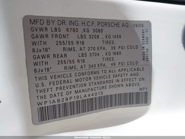2009 PORSCHE CAYENNE WP1AB29P19LA44013 Photo 8