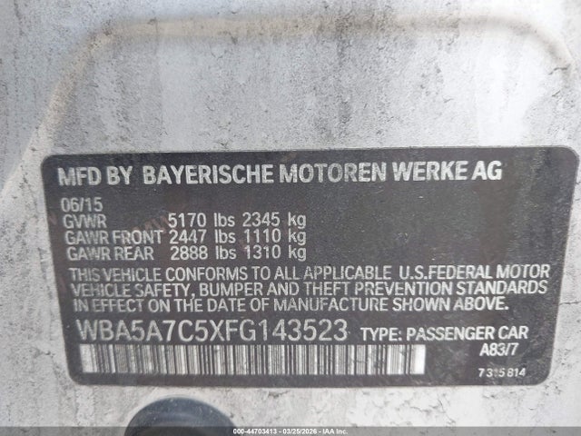 2015 BMW 528I WBA5A7C5XFG143523 Photo 8