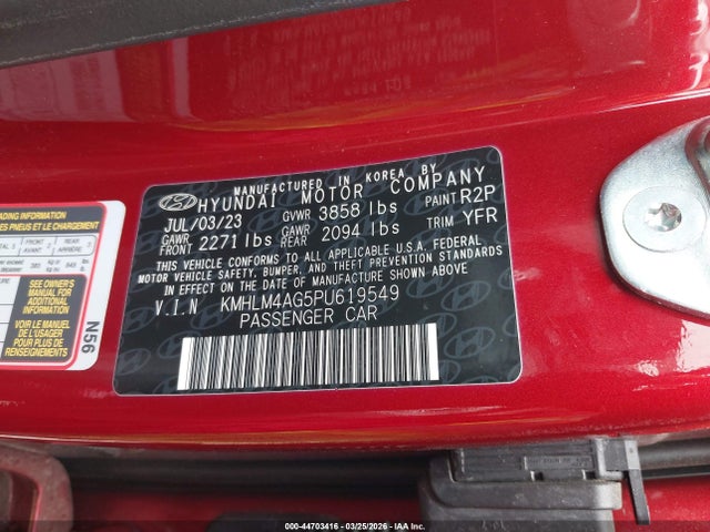 KMHLM4AG5PU619549 Hyundai ELANTRA SEL
