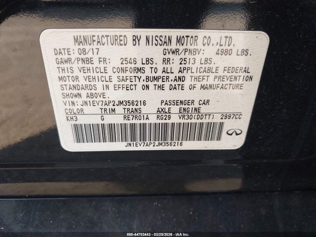 JN1EV7AP2JM356216 Infiniti Q50 3.0t Luxe