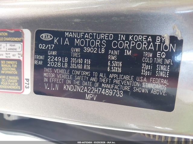 Продаж на аукціоні авто 2017 Kia Soul, vin: KNDJN2A22H7489733, номер лоту: 44703484