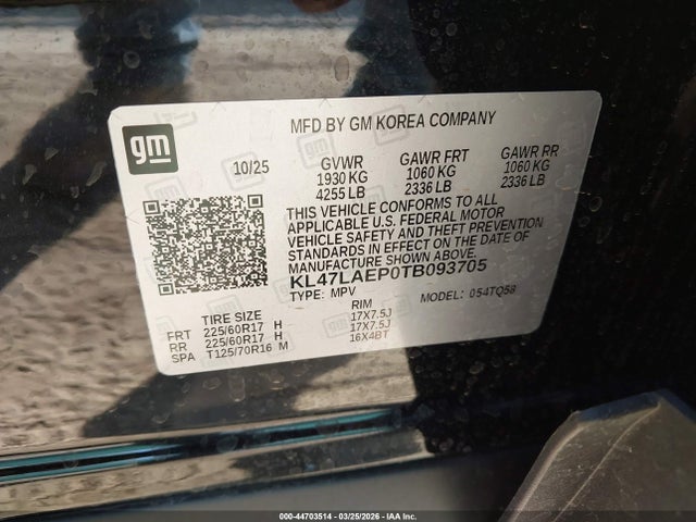 Aukcja sprzedaży 2026 Buick Envista Preferred Fwd, vin: KL47LAEP0TB093705, numer aukcji: 44703514