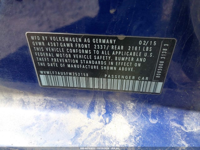 WVWLF7AU5FW252158 Volkswagen Golf R 4-door