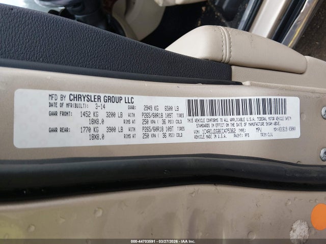 Aukcja sprzedaży 2014 Dodge Durango Limited, vin: 1C4RDJDG8EC475362, numer aukcji: 44703591