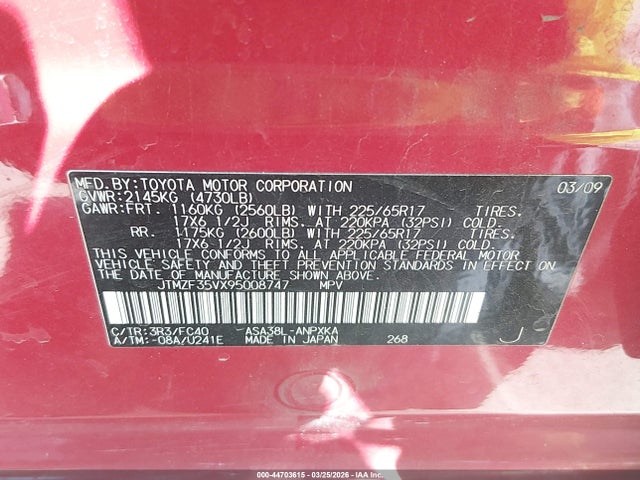 2009 TOYOTA RAV4 JTMZF35VX95008747 Photo 8