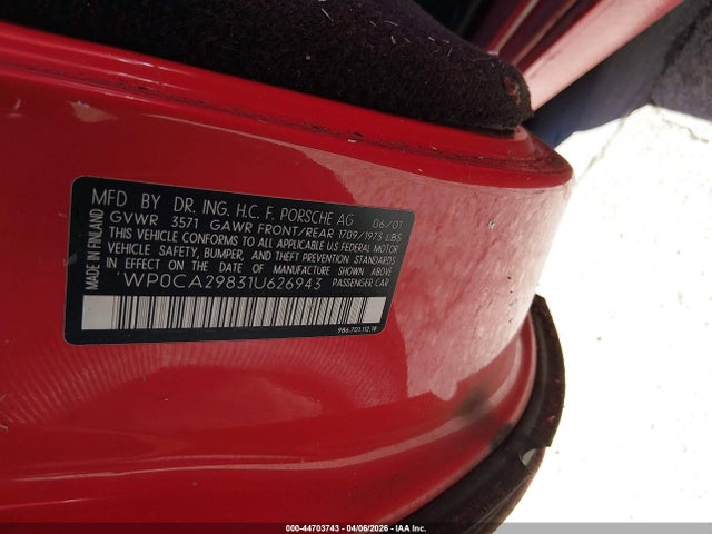 2001 PORSCHE BOXSTER WP0CA29831U626943 Photo 8