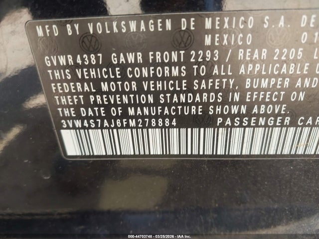 Продаж на аукціоні авто 2015 Volkswagen Jetta 2.0t Gli Sel, vin: 3VW4S7AJ6FM278884, номер лоту: 44703748
