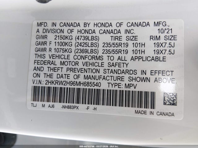 2021 HONDA CR-V 2HKRW2H96MH685540 Photo 8