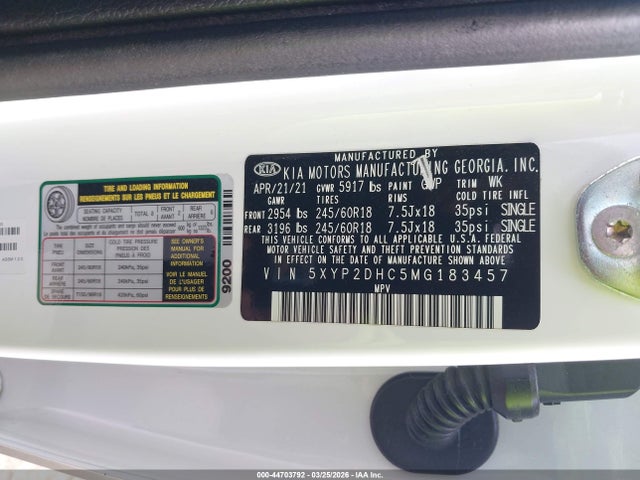 Aukcja sprzedaży 2021 Kia Telluride Lx, vin: 5XYP2DHC5MG183457, numer aukcji: 44703792