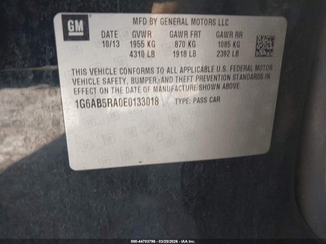 1G6AB5RA0E0133018 Cadillac ATS LUXURY