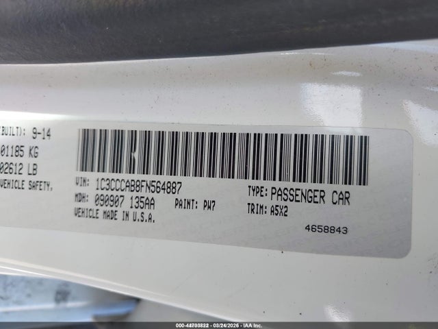 Aukcja sprzedaży 2015 Chrysler 200 Limited, vin: 1C3CCCAB8FN564887, numer aukcji: 44703822