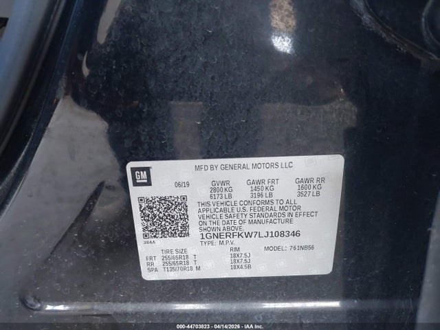 1GNERFKW7LJ108346 Chevrolet Traverse Fwd Ls