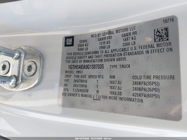 Продаж на аукціоні авто 2016 Gmc Canyon Sl, vin: 1GTH5AEA0G1387035, номер лоту: 44703848