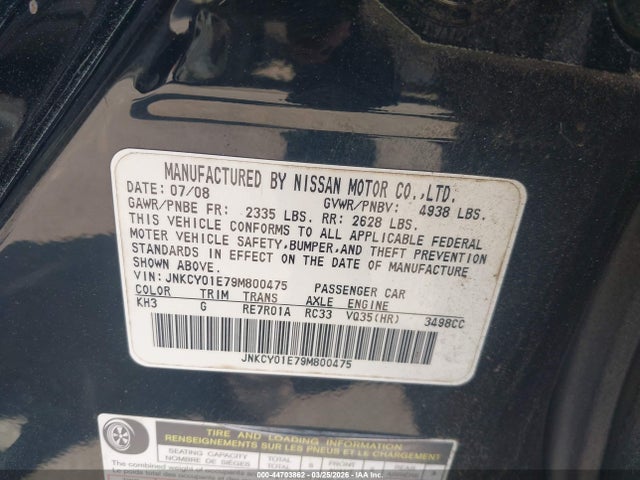 Aukcja sprzedaży 2009 Infiniti M35, vin: JNKCY01E79M800475, numer aukcji: 44703862