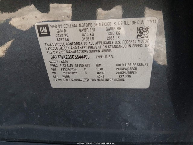 2012 CADILLAC SRX 3GYFNAE35CS544490 Photo 8