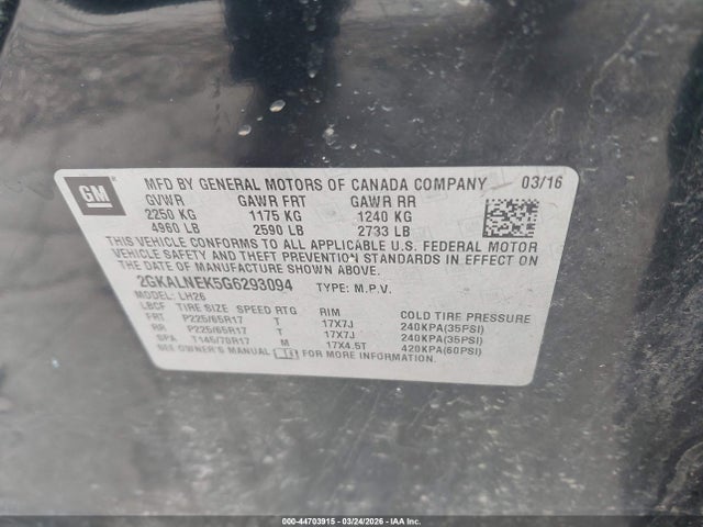 2GKALNEK5G6293094 GMC Terrain Sle-2