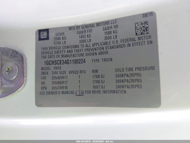 1GCHSCE34G1108224 Chevrolet Colorado Lt