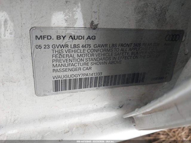 Aukcja sprzedaży 2023 Audi A3 Premium 40 Tfsi Quattro S Tronic, vin: WAUGUDGY7PA141333, numer aukcji: 44703940