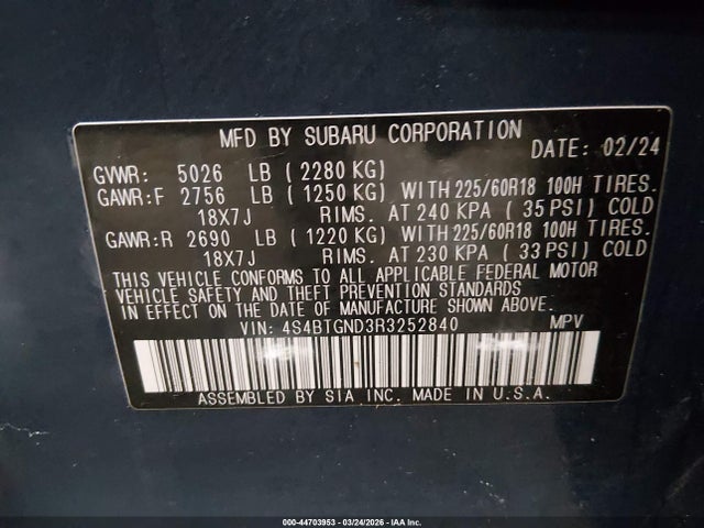 Subaru Outback Limited Xt 2024 4S4BTGND3R3252840 Image 9