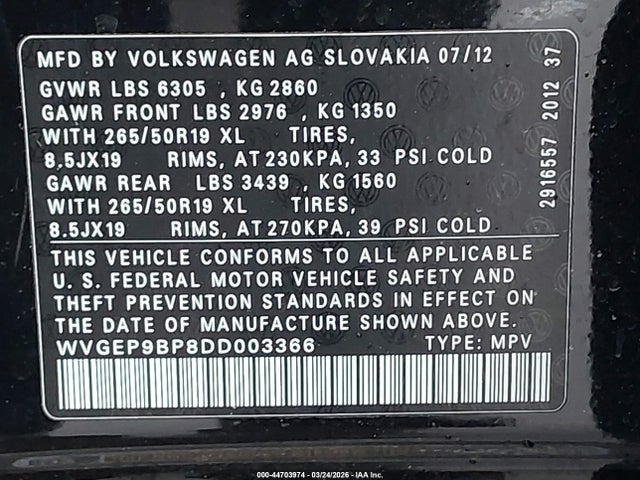 2013 VOLKSWAGEN TOUAREG WVGEP9BP8DD003366 Photo 8