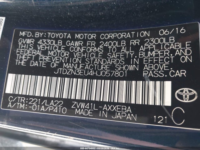 JTDZN3EU4HJ057801 Toyota Prius V Four