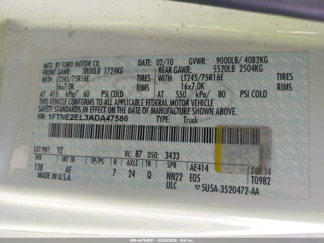 2010 FORD E-250 1FTNE2EL3ADA47586 Photo 8