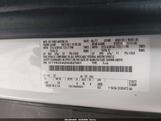 1FTYR3XM2HKB27951 Ford Transit-250