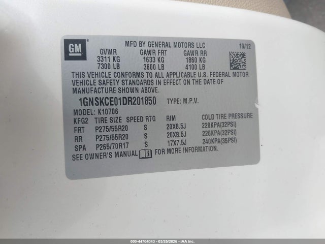 2013 CHEVROLET TAHOE 1GNSKCE01DR201850 Photo 8