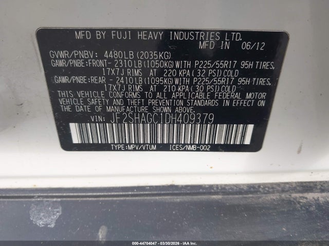 2013 SUBARU FORESTER JF2SHAGC1DH409379 Photo 8