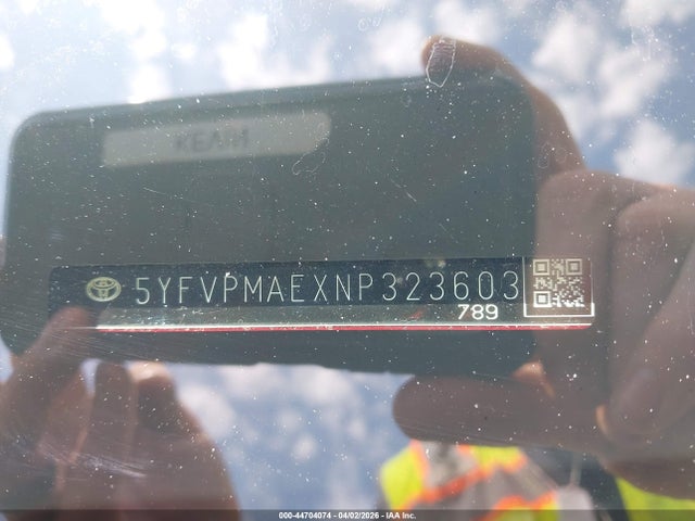 Aukcja sprzedaży 2022 Toyota Corolla Le, vin: 5YFVPMAEXNP323603, numer aukcji: 44704074