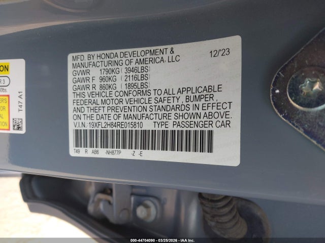 Продажа на аукционе авто 2024 Honda Civic Sport, vin: 19XFL2H84RE015810, номер лота: 44704090