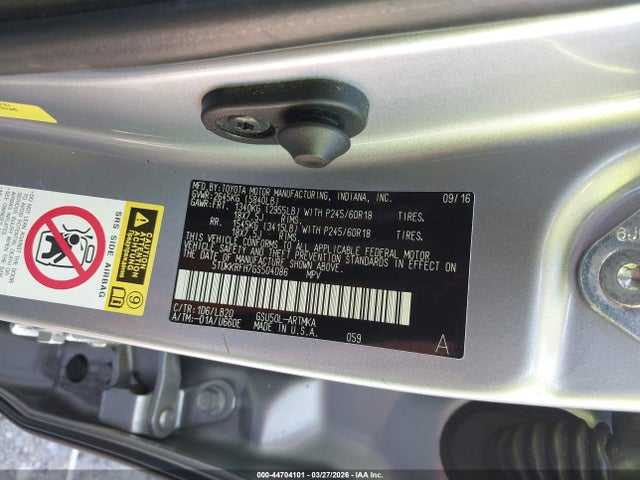 2016 TOYOTA HIGHLANDER 5TDKKRFH7GS504086 Photo 8