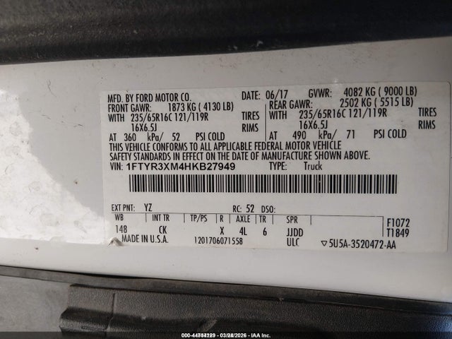 1FTYR3XM4HKB27949 Ford Transit-250