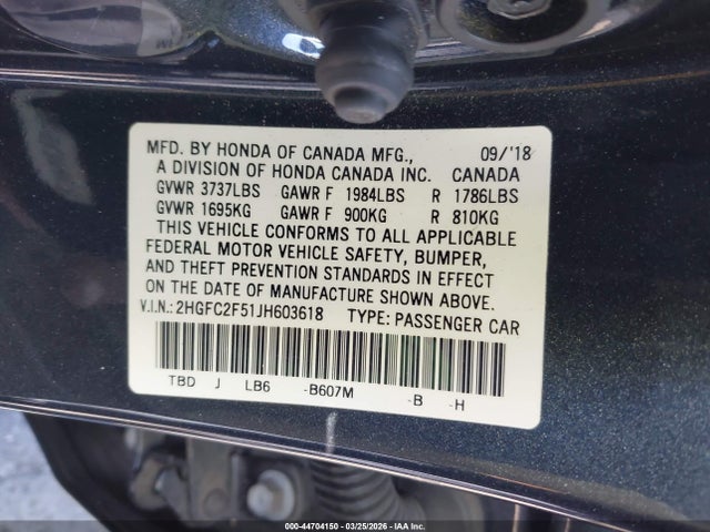2HGFC2F51JH603618 Honda Civic Lx