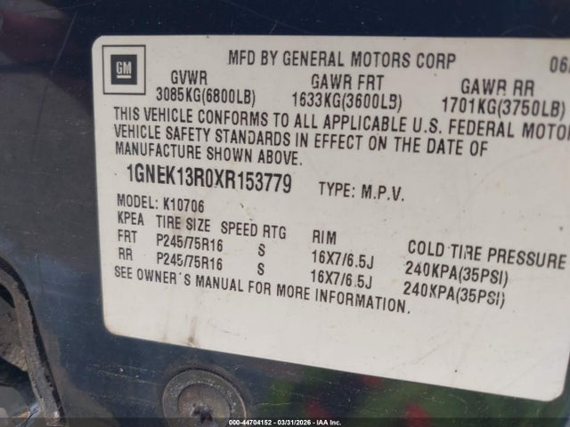 1999 CHEVROLET TAHOE 1GNEK13R0XR153779 Photo 8